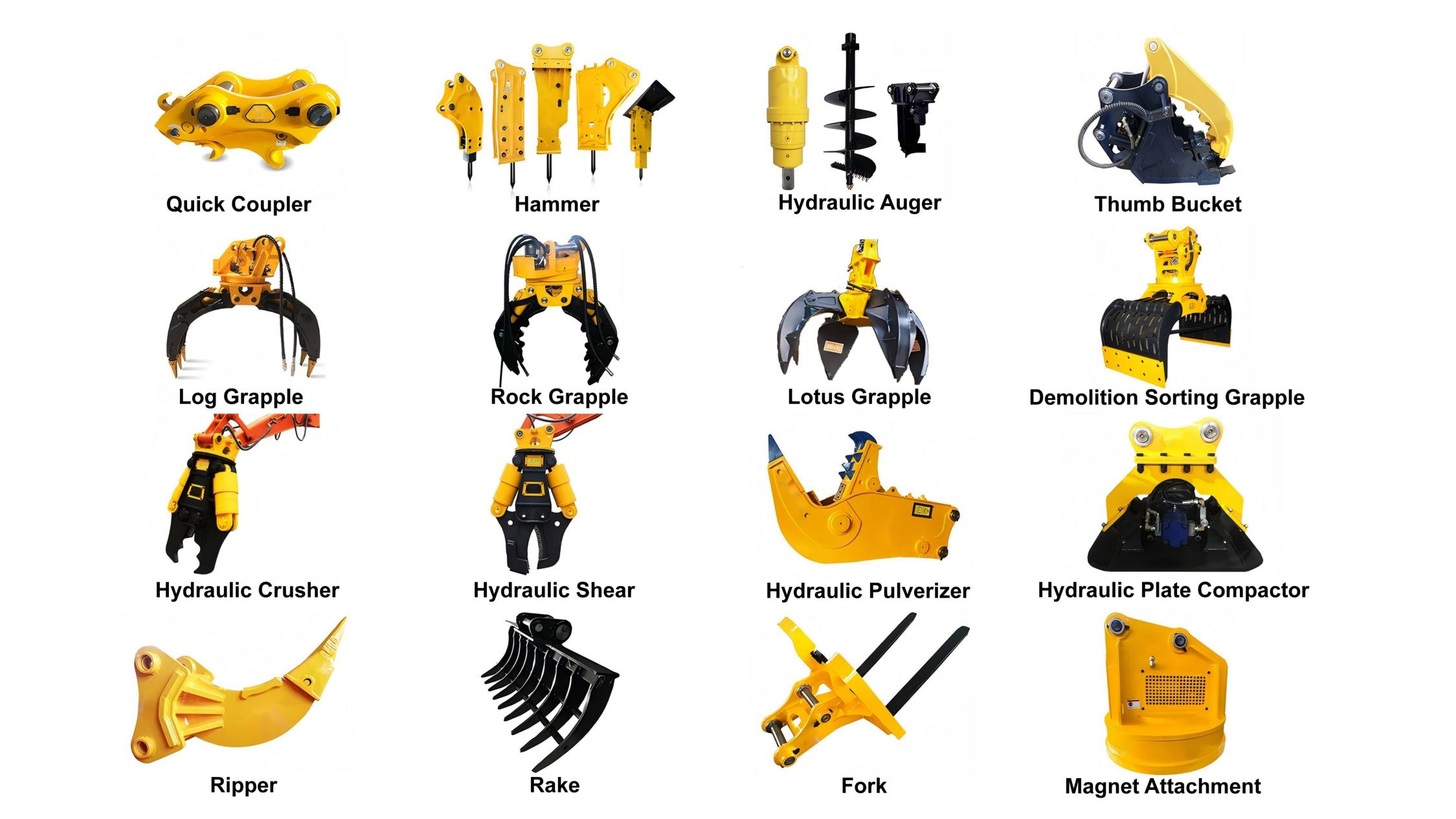 Crawler excavator eranskinak